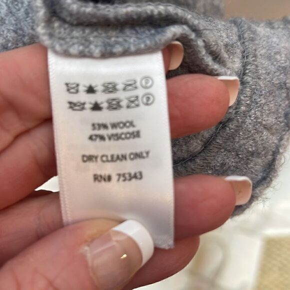 Tahari Long Open Front Grey Wool Duster Cardigan Sweater. Size Medium. - Picture 6 of 10